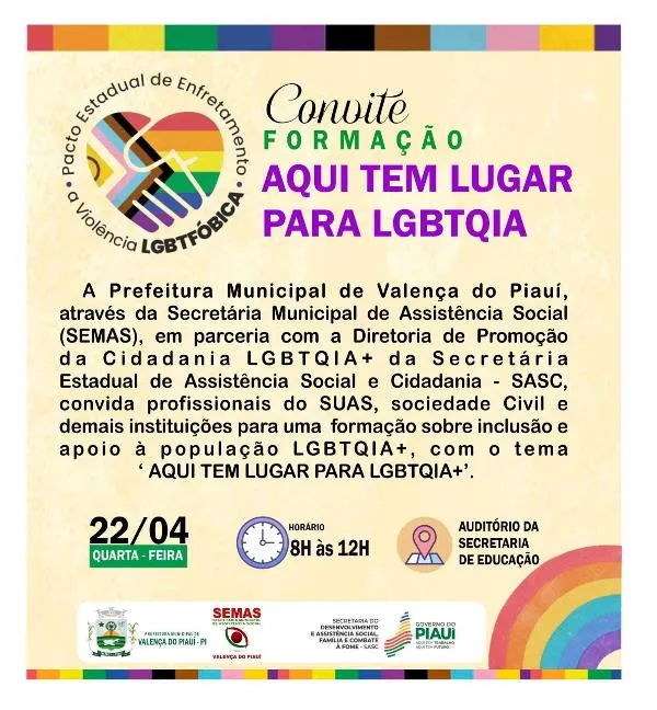 Valença do Piauí promove formação estratégica sobre inclusão e direitos da população LGBTQIA+