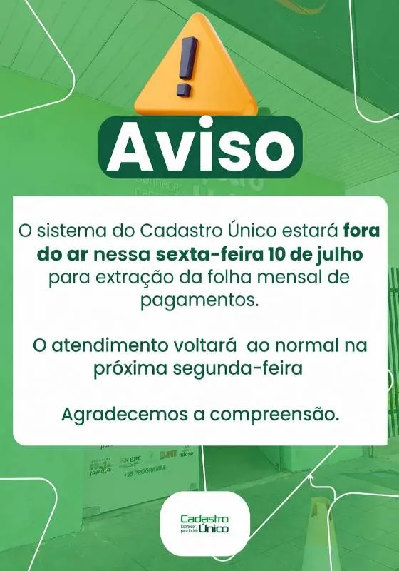 Cadastro Único em Valença terá atendimento suspenso nesta sexta-feira (10)