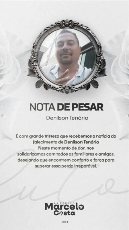 Prefeito Marcelo Costa emite nota de pesar pelo falecimento do empresário Denílson Tenório
