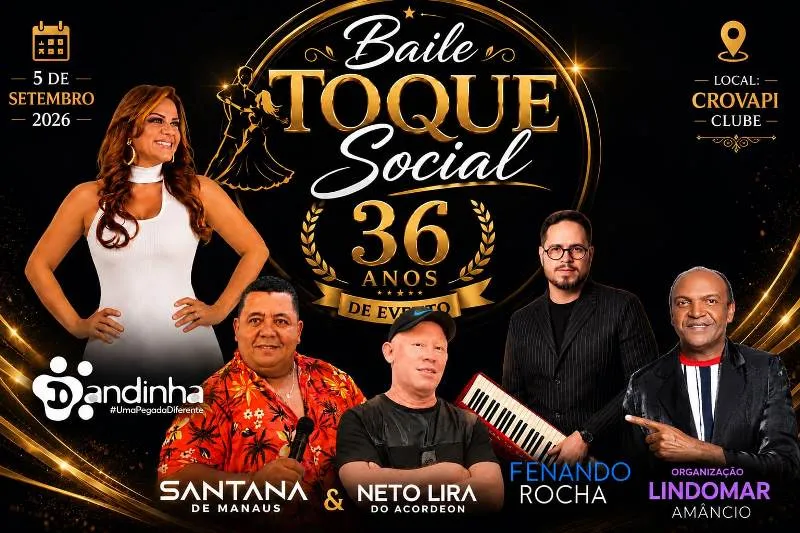 Com 36 anos de tradição, 36º Baile Toque Social reúne grandes atrações e megaestrutura no Crovapi Clube